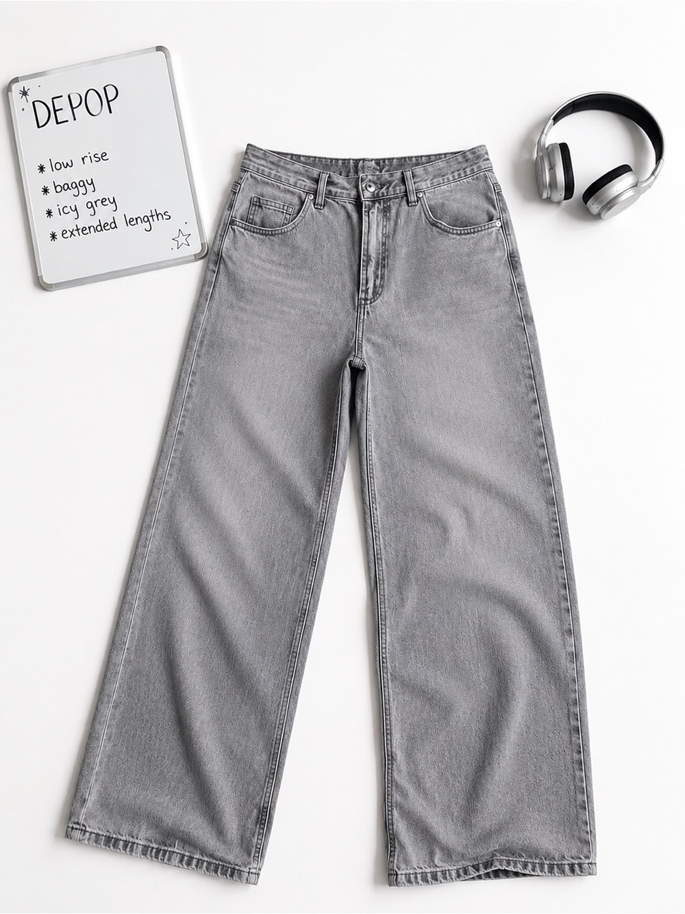 Garage Icy Grey Wide-Leg Jeans